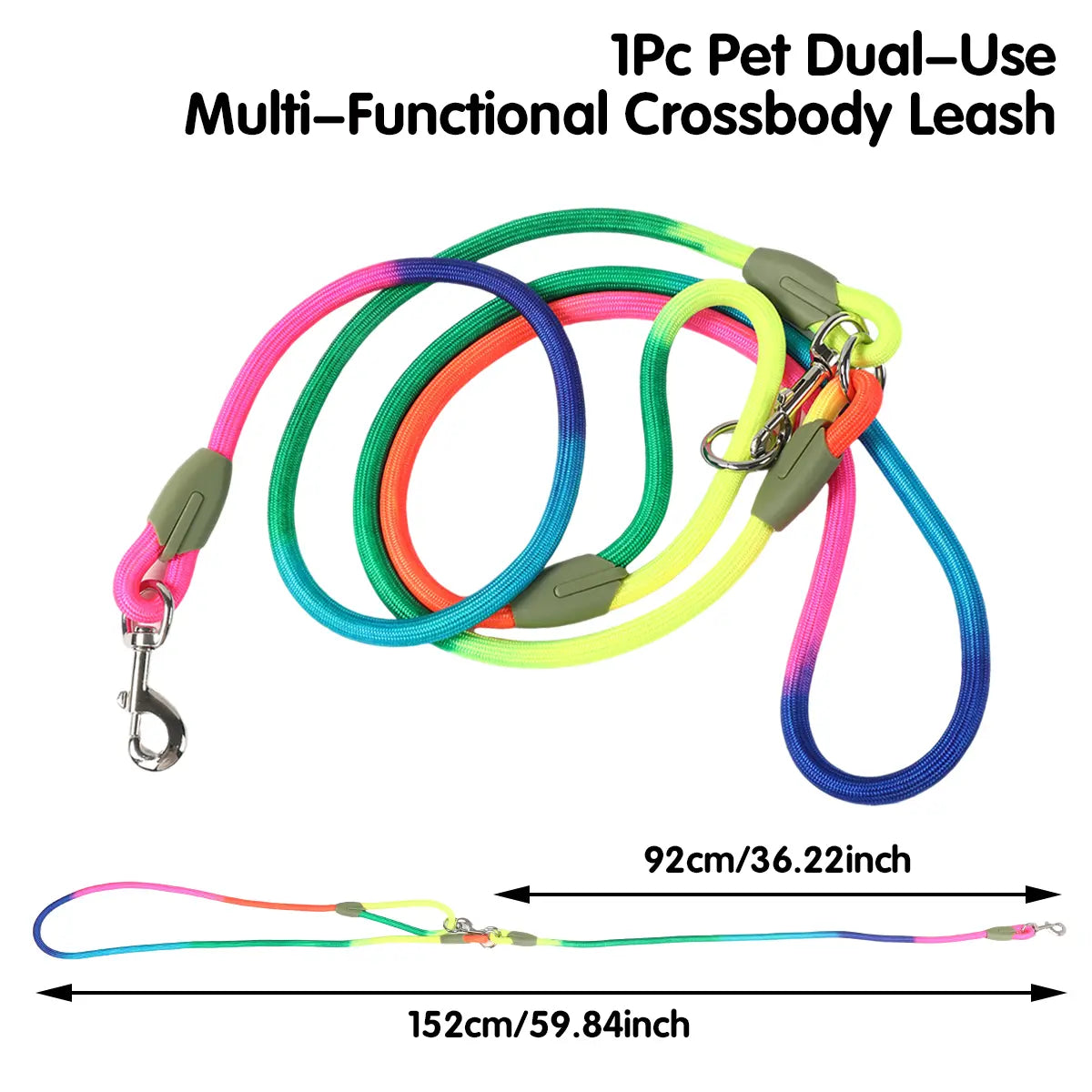 Hands-Free Dog Leash , Multifunctional Crossbody Dog Running Leash for Hiking Training Hands-Free Pet Rope for Small Medium Large Dogs Heavy-Duty Reflective Pet Walking Belt