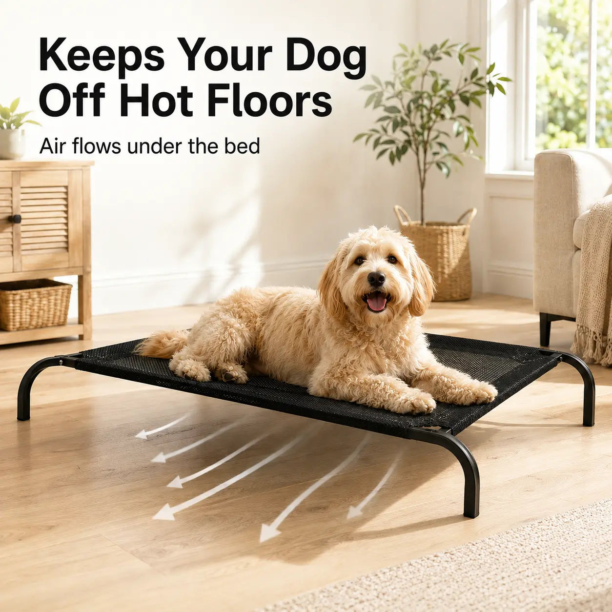Elevated Cooling Dog Bed for Small/Medium Dogs - 36.2" L X 23.6" W X 5.9" H Breathable Mesh Raised Cot, Metal Frame, Indoor/Outdoor Patio Balcony Camping Use