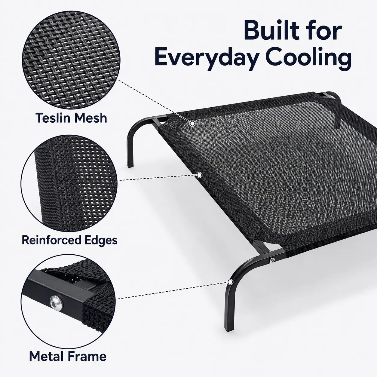 Elevated Cooling Dog Bed for Small/Medium Dogs - 36.2" L X 23.6" W X 5.9" H Breathable Mesh Raised Cot, Metal Frame, Indoor/Outdoor Patio Balcony Camping Use
