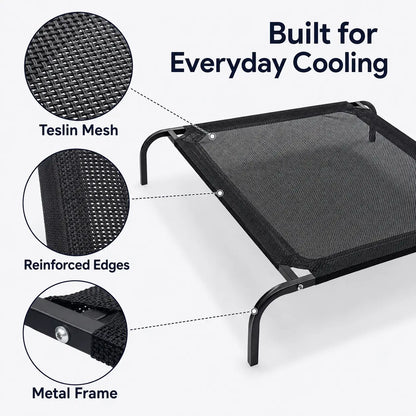 Elevated Cooling Dog Bed for Small/Medium Dogs - 36.2" L X 23.6" W X 5.9" H Breathable Mesh Raised Cot, Metal Frame, Indoor/Outdoor Patio Balcony Camping Use