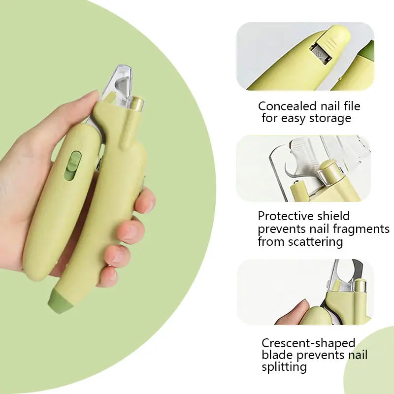 Dog Cat Nail Trimmer with LED Light & UV Lamp, Quick Safe Grooming, Sharp Blades, Built-In Nail File, Nail Collector, Non-Slip Ergonomic Handle for All Pet Sizes