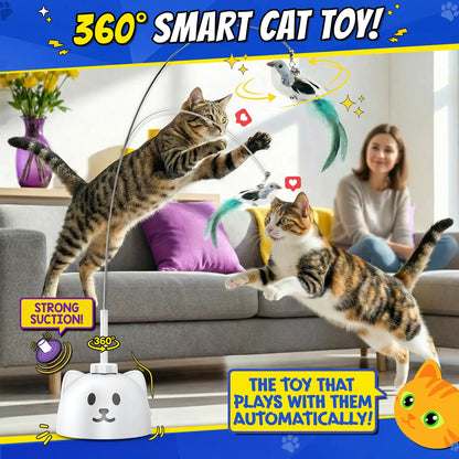 CATPICK Interactive Cat Toys for Indoor Cats—Automatic Feather Toy That Flutters like a Bird, Usb-Rechargeable Electric Cat Teaser with a Suction Cup Base, 360° Rotating Cat Toy, and Smart, Sensor-Activated Self-Play Puzzle Toys Designed for Bored Cats