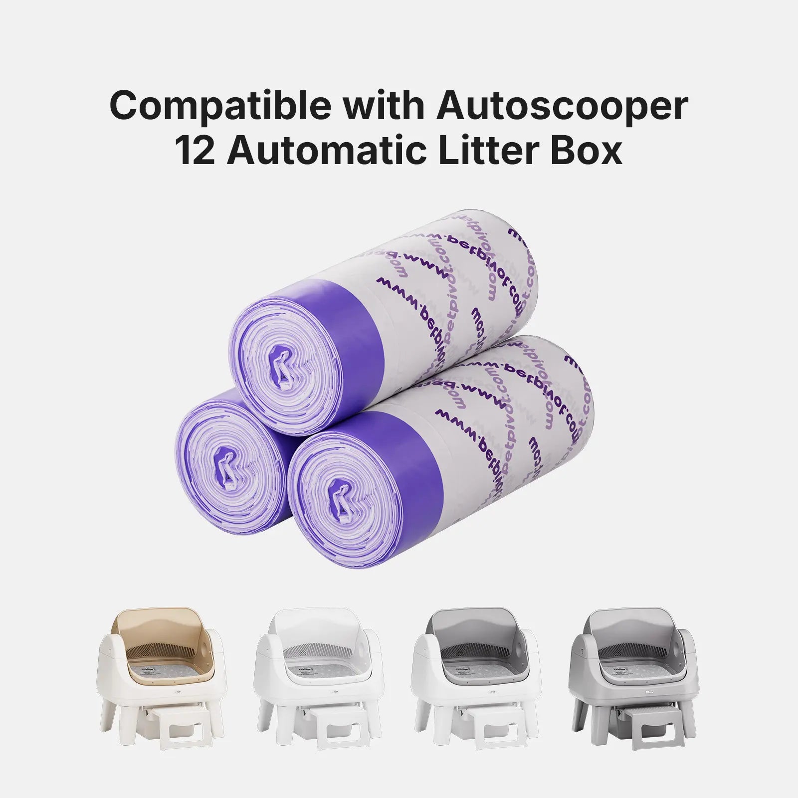 Petpivot Autoscooper 12 Lite Waste Bags, 60-Pack Replacement Trash Bags for Autoscooper 12 Lite Self-Cleaning Cat Litter Box, Helps Seal in Odors, Automatic Litter Box Liner Bags