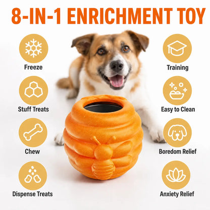 Honey Jar Dog Toy – Freezable Lick Bowl, Treat Dispenser & Chew-Resistant Enrichment Toy for Dogs Campingessentials