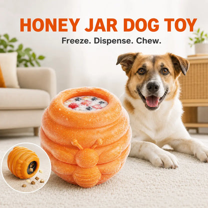 Honey Jar Dog Toy – Freezable Lick Bowl, Treat Dispenser & Chew-Resistant Enrichment Toy for Dogs Campingessentials