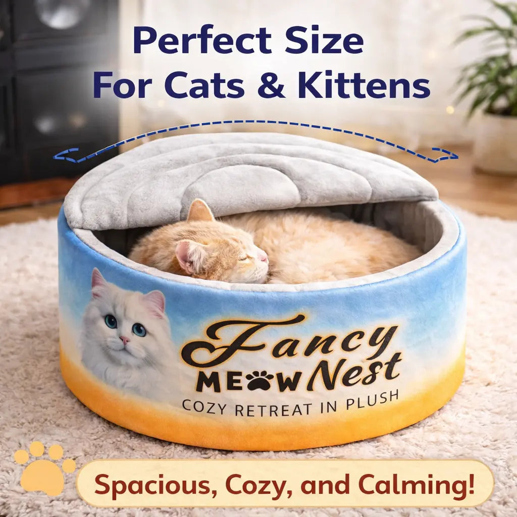 Covered Cat Bed – 19.7" Cozy Hideaway with Soft Lid Design – Enclosed Plush Cave for Indoor Cats & Kittens