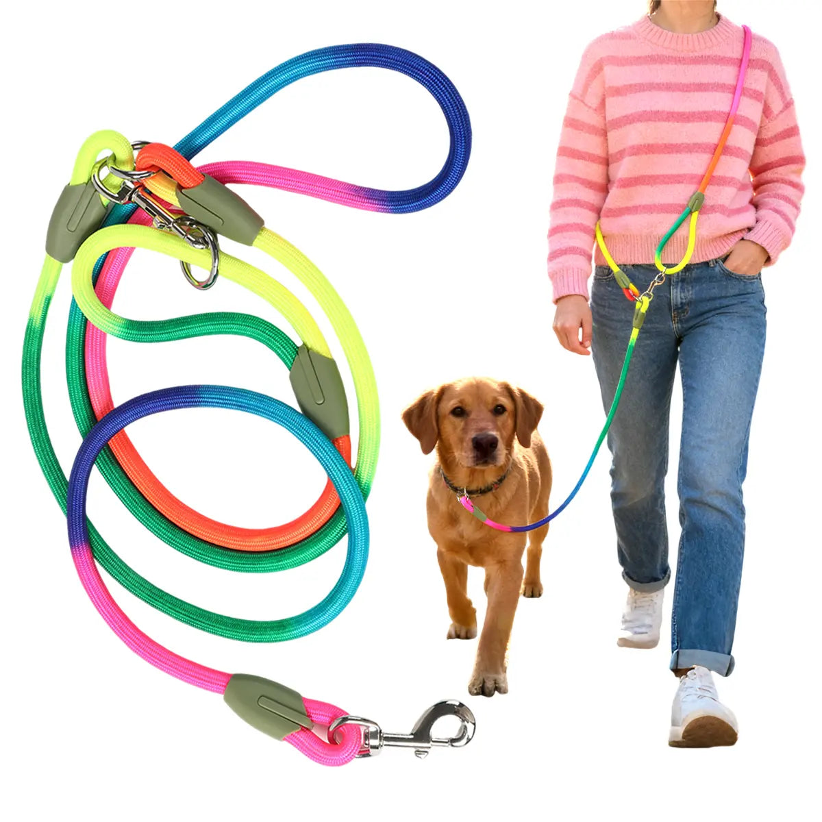 Hands-Free Dog Leash , Multifunctional Crossbody Dog Running Leash for Hiking Training Hands-Free Pet Rope for Small Medium Large Dogs Heavy-Duty Reflective Pet Walking Belt
