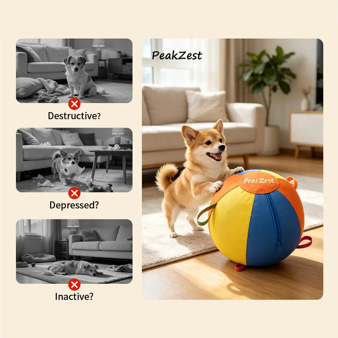 Interactive Herding Ball for Dogs, Bite Resistant Inflatable Dog Ball Set with Cover and Pump, Outdoor Exercise Toy Gift