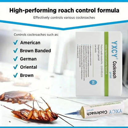 YXCY Fipronil-Based Cockroach Exterminator Gel Bait - 4 Tubes (30G Each), 1 Plunger with User-Friendly Plunger Tips - Indoor & Outdoor Pest Control Cockroach for American, German & Major Species