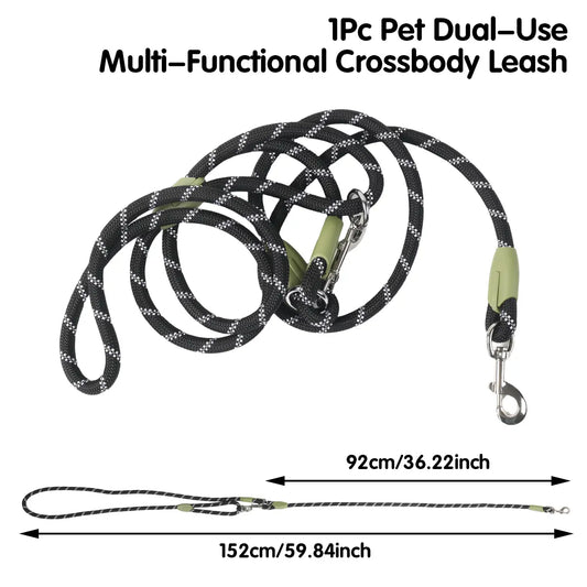 Hands-Free Dog Leash , Multifunctional Crossbody Dog Running Leash for Hiking Training Hands-Free Pet Rope for Small Medium Large Dogs Heavy-Duty Reflective Pet Walking Belt