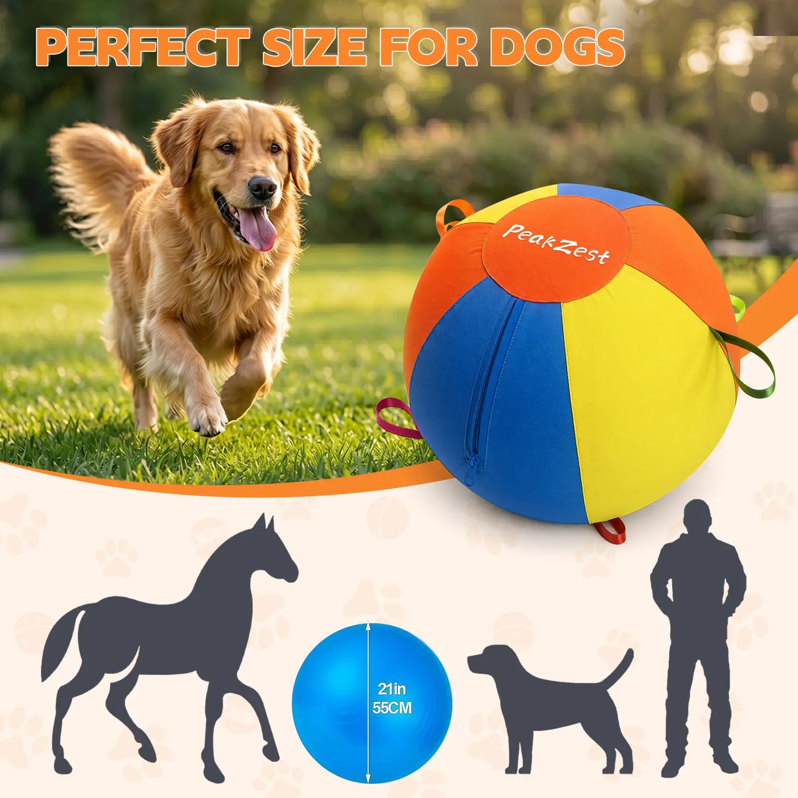 Interactive Herding Ball for Dogs, Bite Resistant Inflatable Dog Ball Set with Cover and Pump, Outdoor Exercise Toy Gift