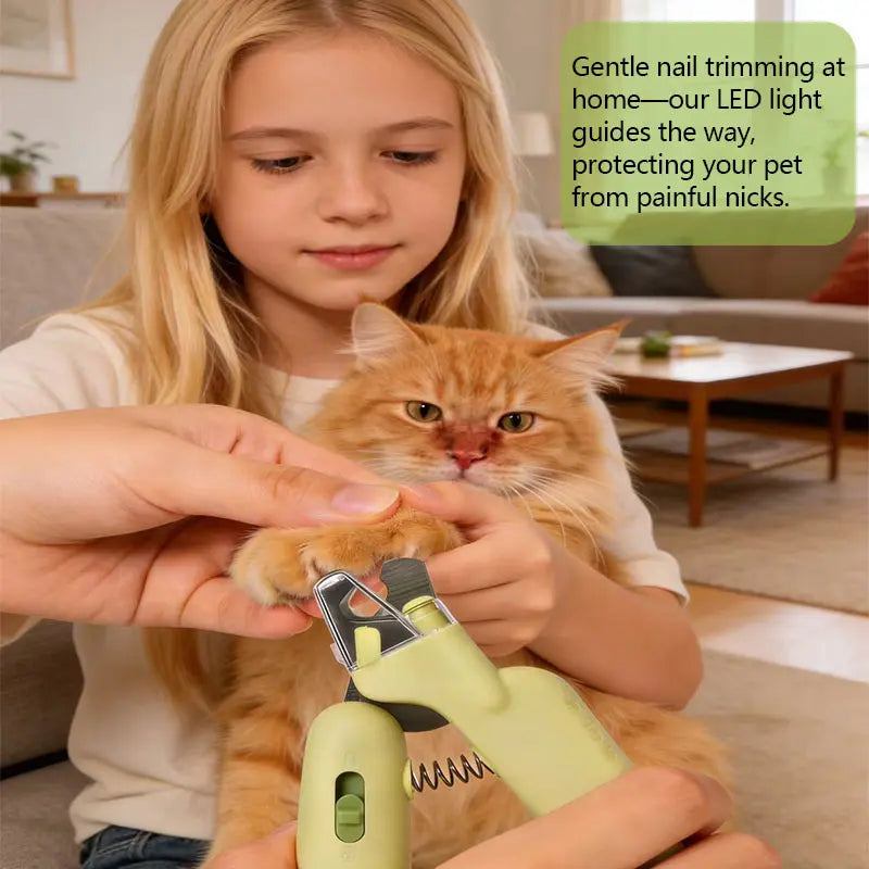 Dog Cat Nail Trimmer with LED Light & UV Lamp, Quick Safe Grooming, Sharp Blades, Built-In Nail File, Nail Collector, Non-Slip Ergonomic Handle for All Pet Sizes