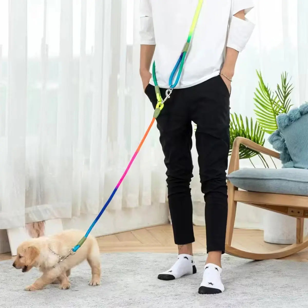 Hands-Free Dog Leash , Multifunctional Crossbody Dog Running Leash for Hiking Training Hands-Free Pet Rope for Small Medium Large Dogs Heavy-Duty Reflective Pet Walking Belt