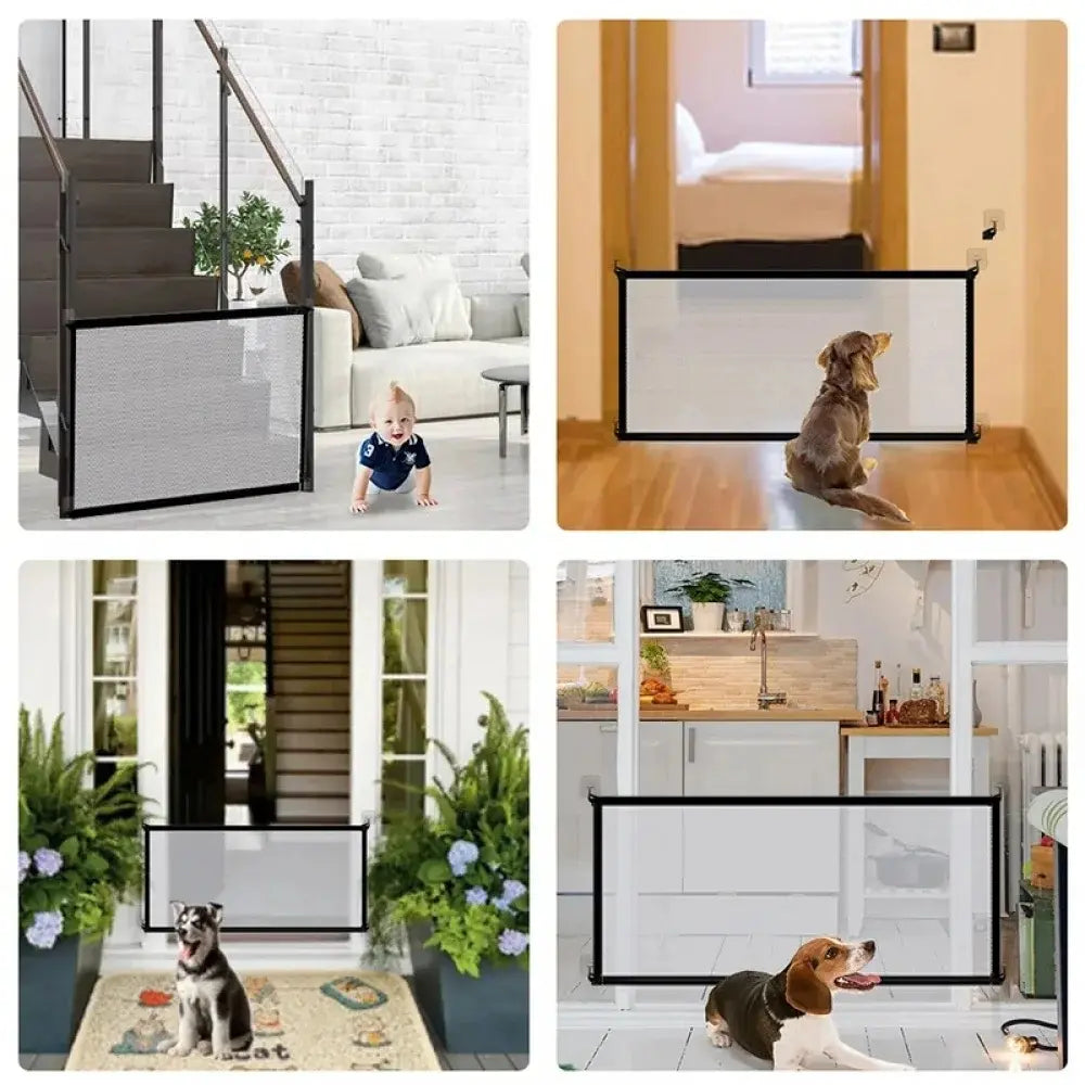 1PC Pet Dog Gate Network Fence Stairs Folding Breathable Mesh Enclosure Dog Fence Child Safety Barrier Safety Guardrail Pet Playpen Articles Punch-Free Pet Isolation Net Folding Stair Gate Dog Fences Portable Doorway Mesh Gate