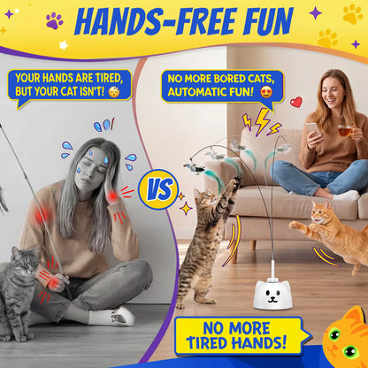 CATPICK Interactive Cat Toys for Indoor Cats—Automatic Feather Toy That Flutters like a Bird, Usb-Rechargeable Electric Cat Teaser with a Suction Cup Base, 360° Rotating Cat Toy, and Smart, Sensor-Activated Self-Play Puzzle Toys Designed for Bored Cats