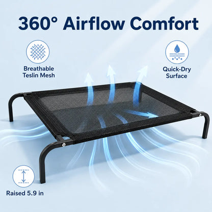 Elevated Cooling Dog Bed for Small/Medium Dogs - 36.2" L X 23.6" W X 5.9" H Breathable Mesh Raised Cot, Metal Frame, Indoor/Outdoor Patio Balcony Camping Use