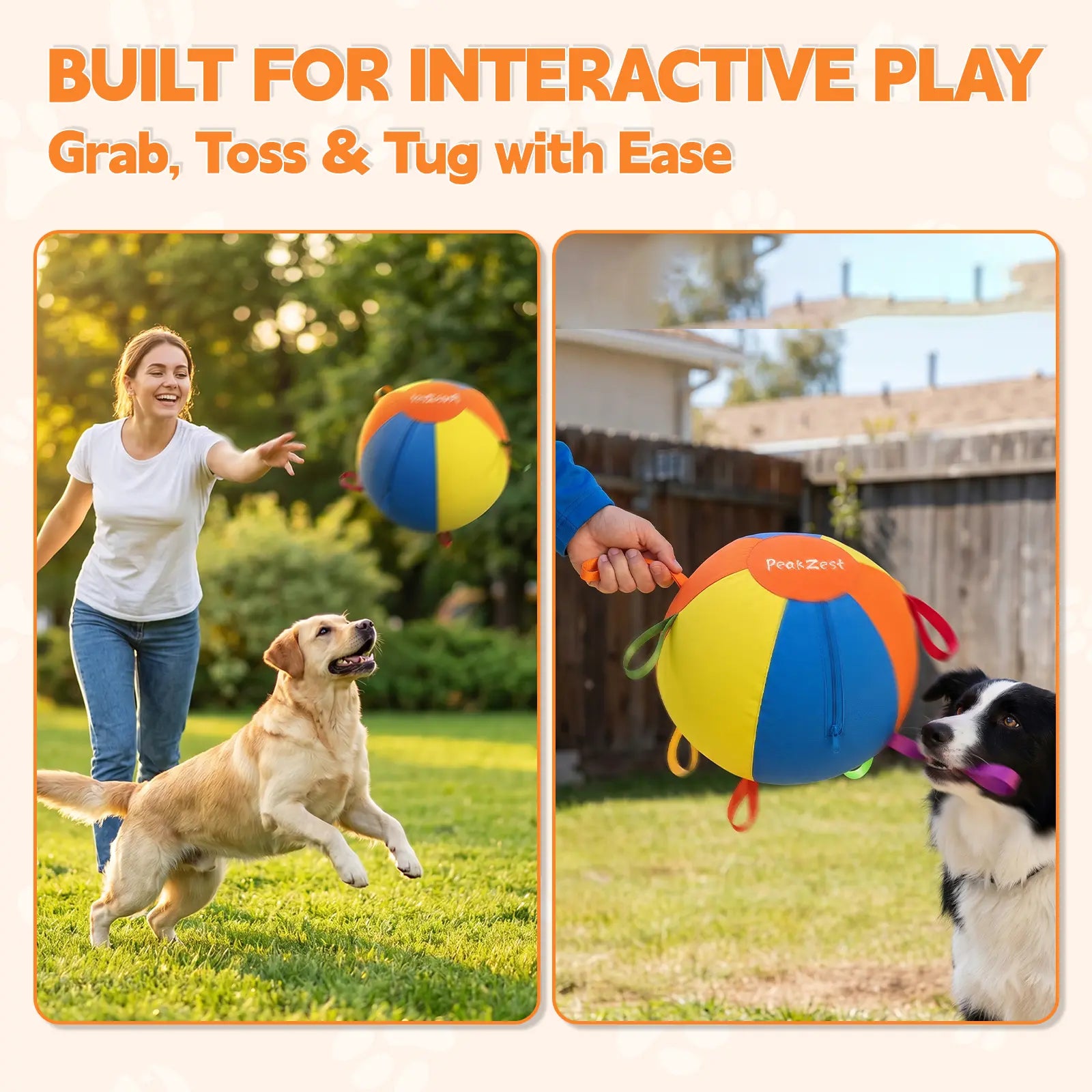 Interactive Herding Ball for Dogs, Bite Resistant Inflatable Dog Ball Set with Cover and Pump, Outdoor Exercise Toy Gift
