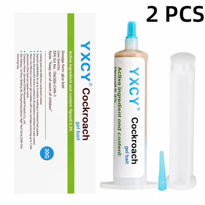 YXCY Fipronil-Based Cockroach Exterminator Gel Bait - 4 Tubes (30G Each), 1 Plunger with User-Friendly Plunger Tips - Indoor & Outdoor Pest Control Cockroach for American, German & Major Species