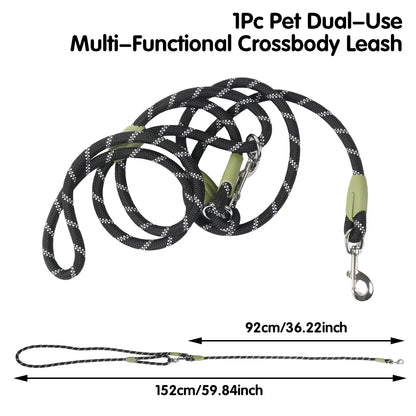 Hands-Free Dog Leash , Multifunctional Crossbody Dog Running Leash for Hiking Training Hands-Free Pet Rope for Small Medium Large Dogs Heavy-Duty Reflective Pet Walking Belt