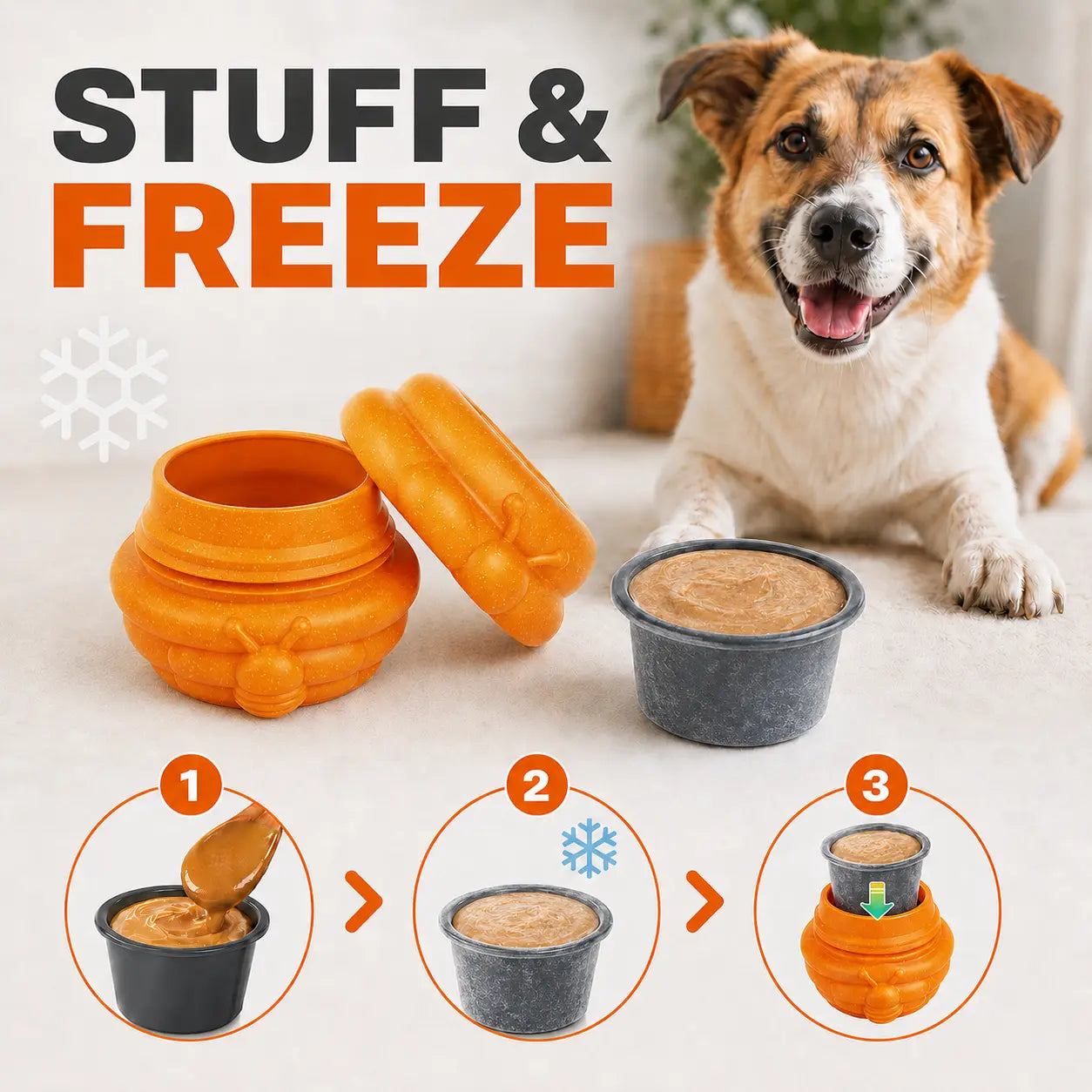 Honey Jar Dog Toy – Freezable Lick Bowl, Treat Dispenser & Chew-Resistant Enrichment Toy for Dogs Campingessentials