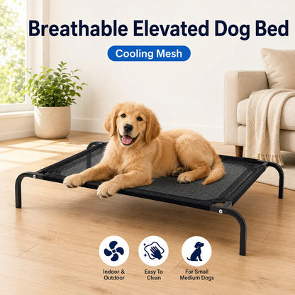 Elevated Cooling Dog Bed for Small/Medium Dogs - 36.2" L X 23.6" W X 5.9" H Breathable Mesh Raised Cot, Metal Frame, Indoor/Outdoor Patio Balcony Camping Use