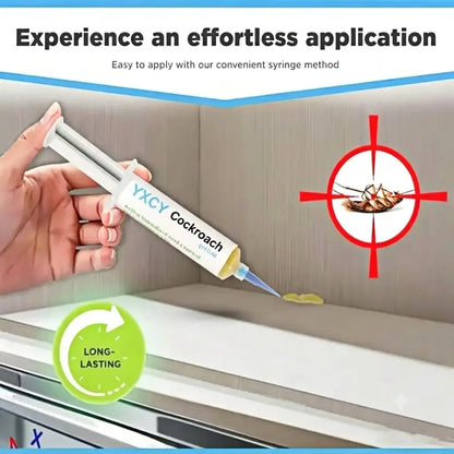 YXCY Fipronil-Based Cockroach Exterminator Gel Bait - 4 Tubes (30G Each), 1 Plunger with User-Friendly Plunger Tips - Indoor & Outdoor Pest Control Cockroach for American, German & Major Species