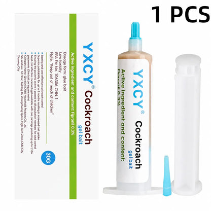 YXCY Fipronil-Based Cockroach Exterminator Gel Bait - 4 Tubes (30G Each), 1 Plunger with User-Friendly Plunger Tips - Indoor & Outdoor Pest Control Cockroach for American, German & Major Species